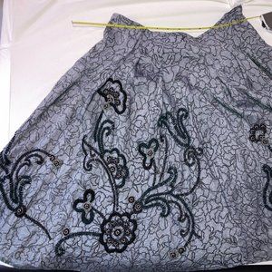 Linen Embroidered/Beaded Skirt